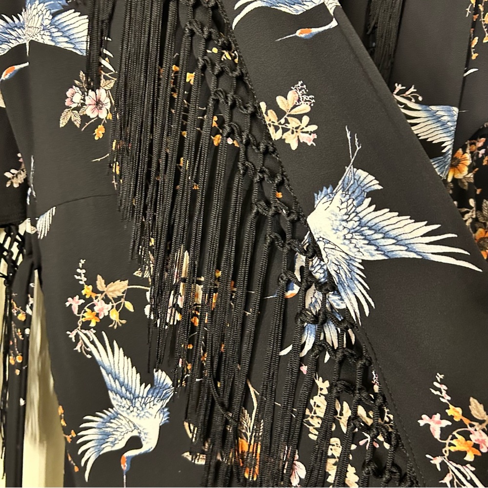 Jennafer Grace Crane Floral Duster with Fringe - Picture 3 of 10